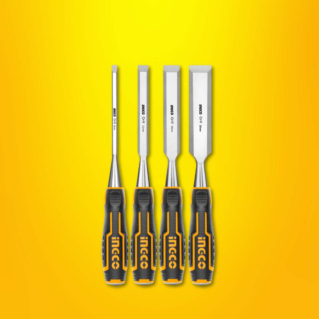 Ingco Chisels Files Planes & Punches Ingco 4-Piece Wood Chisel Set with CR-V Blade - HKTWC0401