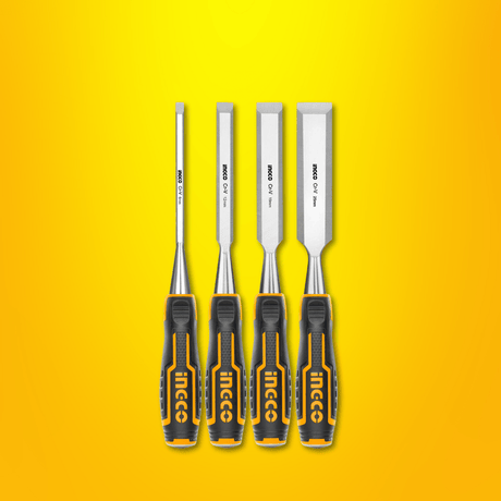Ingco Chisels Files Planes & Punches Ingco 4-Piece Wood Chisel Set with CR-V Blade - HKTWC0401