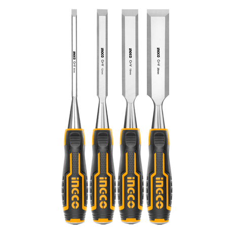Ingco Chisels Files Planes & Punches Ingco 4-Piece Wood Chisel Set with CR-V Blade - HKTWC0401