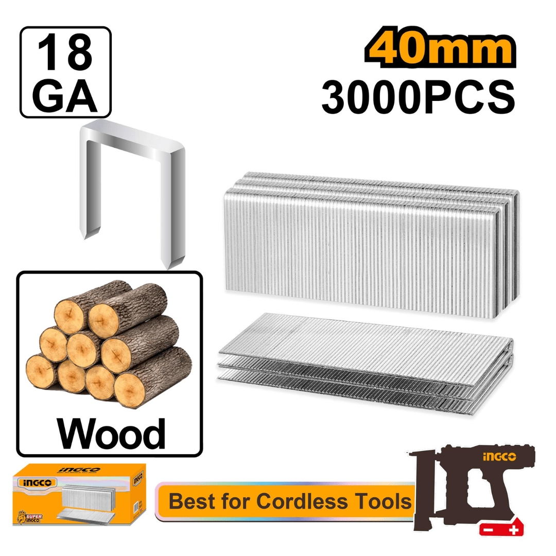 Ingco Chuck Keys & Specialty Accessories Ingco 40mm Crown Staples 5000-Piece Set - AST18403