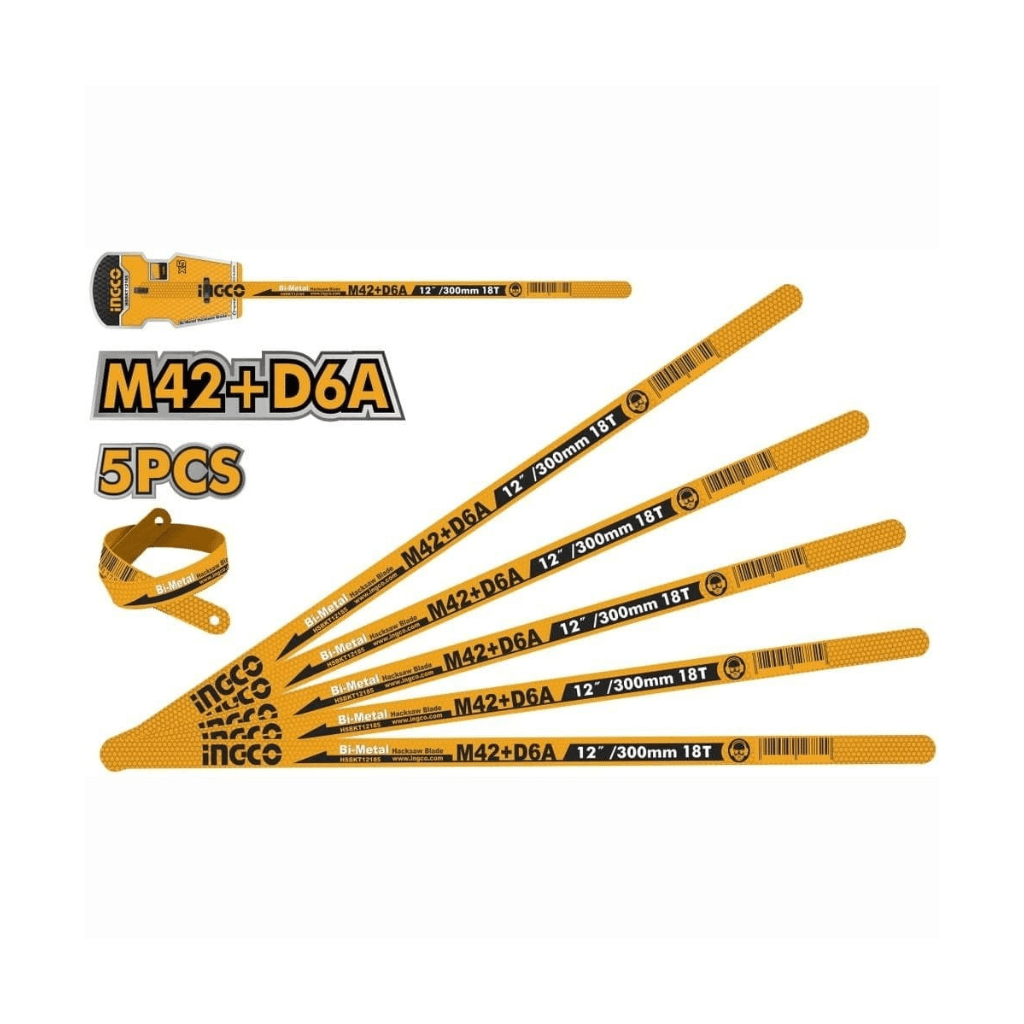 Ingco Hand Saws & Cutting Tools Ingco 5-Piece 12" Bi-Metal Hacksaw Blade 18T – HSBKT12185