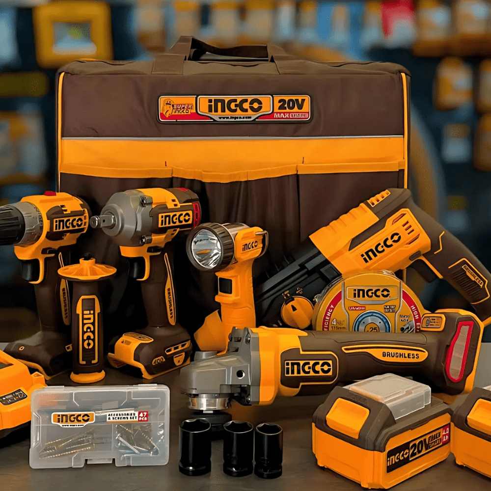 Ingco Power Tool Combo Kit Ingco 5-Piece Cordless Industrial Combo Kit 20V with 2 Pieces 4.0Ah Battery – CKLI2058