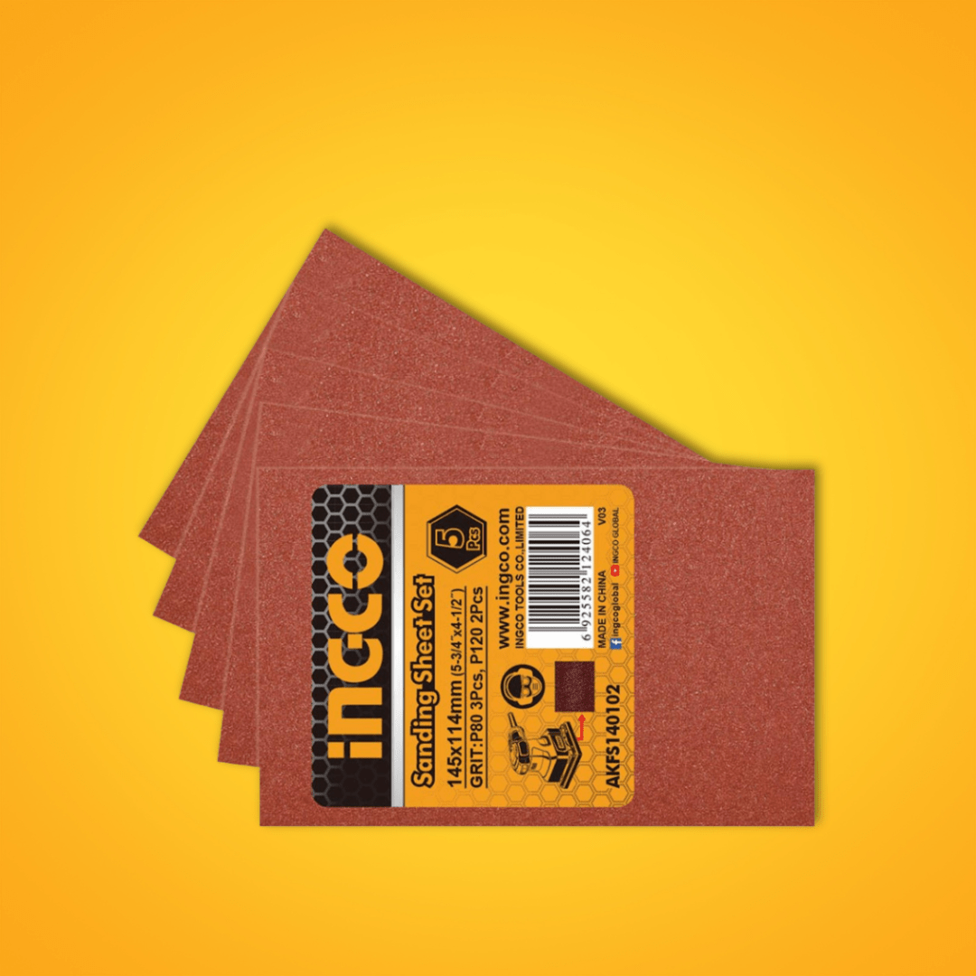 Ingco Sander Ingco 5-Piece Sanding Sheet Set 145x114mm – AKFS140102