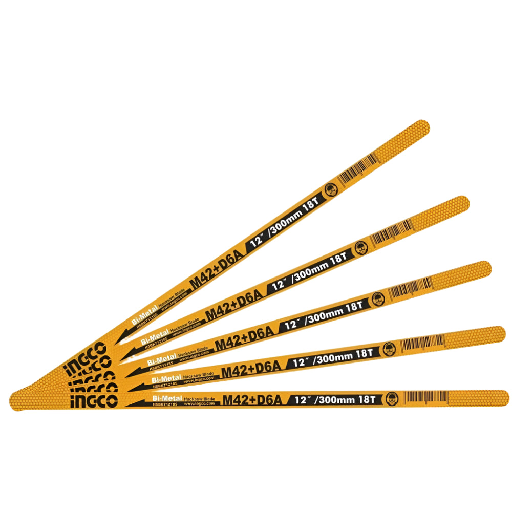 Ingco Hand Saws & Cutting Tools Ingco 5 Pieces 12" Bi-Metal Hacksaw Blade 18T - HSBKT12185