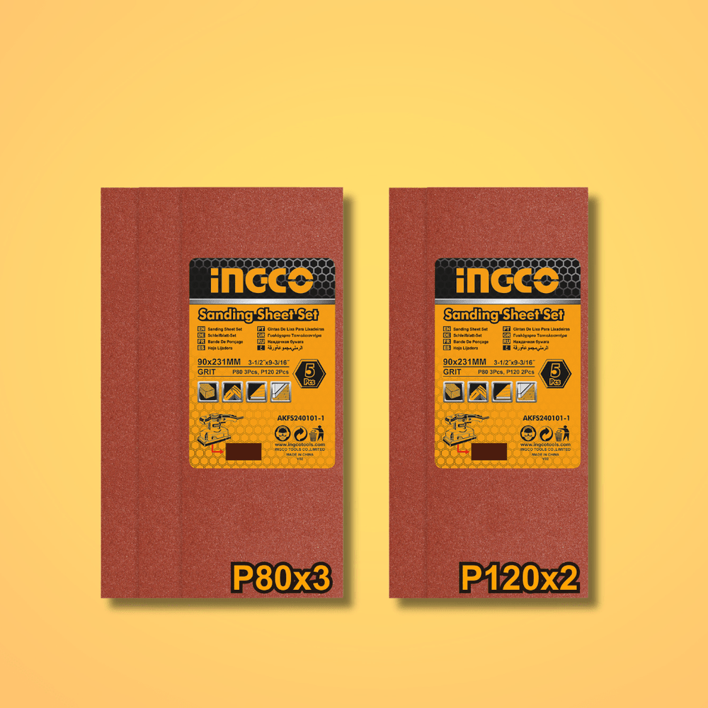 Ingco Sander Ingco 5 Pieces Sanding Sheet Set 90x231mm - AKFS240101-1