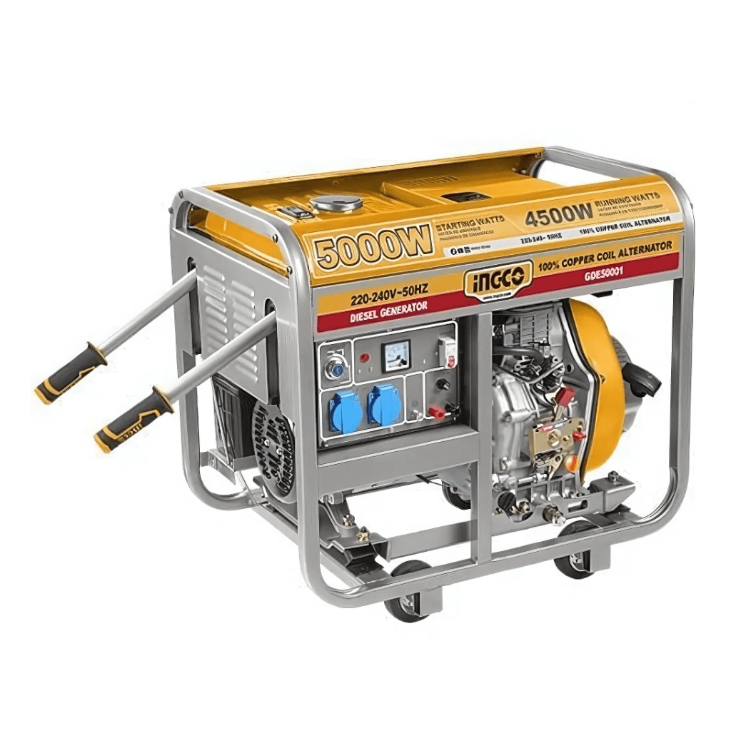 Ingco Generator Ingco 5KW Single Phase Diesel Generator with Electric & Recoil Start – GDE50001