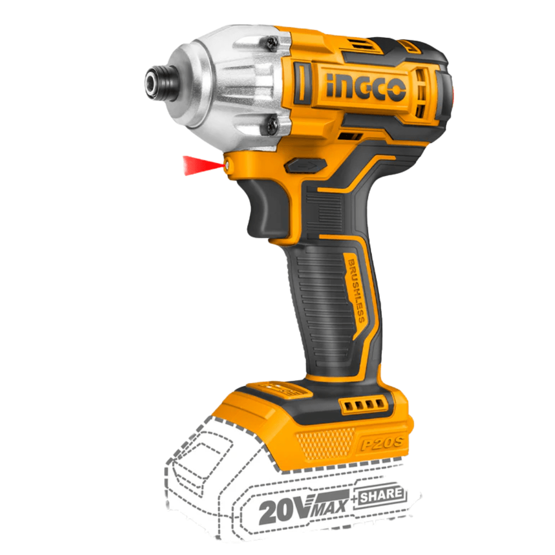 Ingco Impact Wrench & Driver Ingco 6.35mm Brushless Lithium-Ion Cordless Impact Driver with Two 20V 2.0Ah Batteries & Charger - CIRLI2017