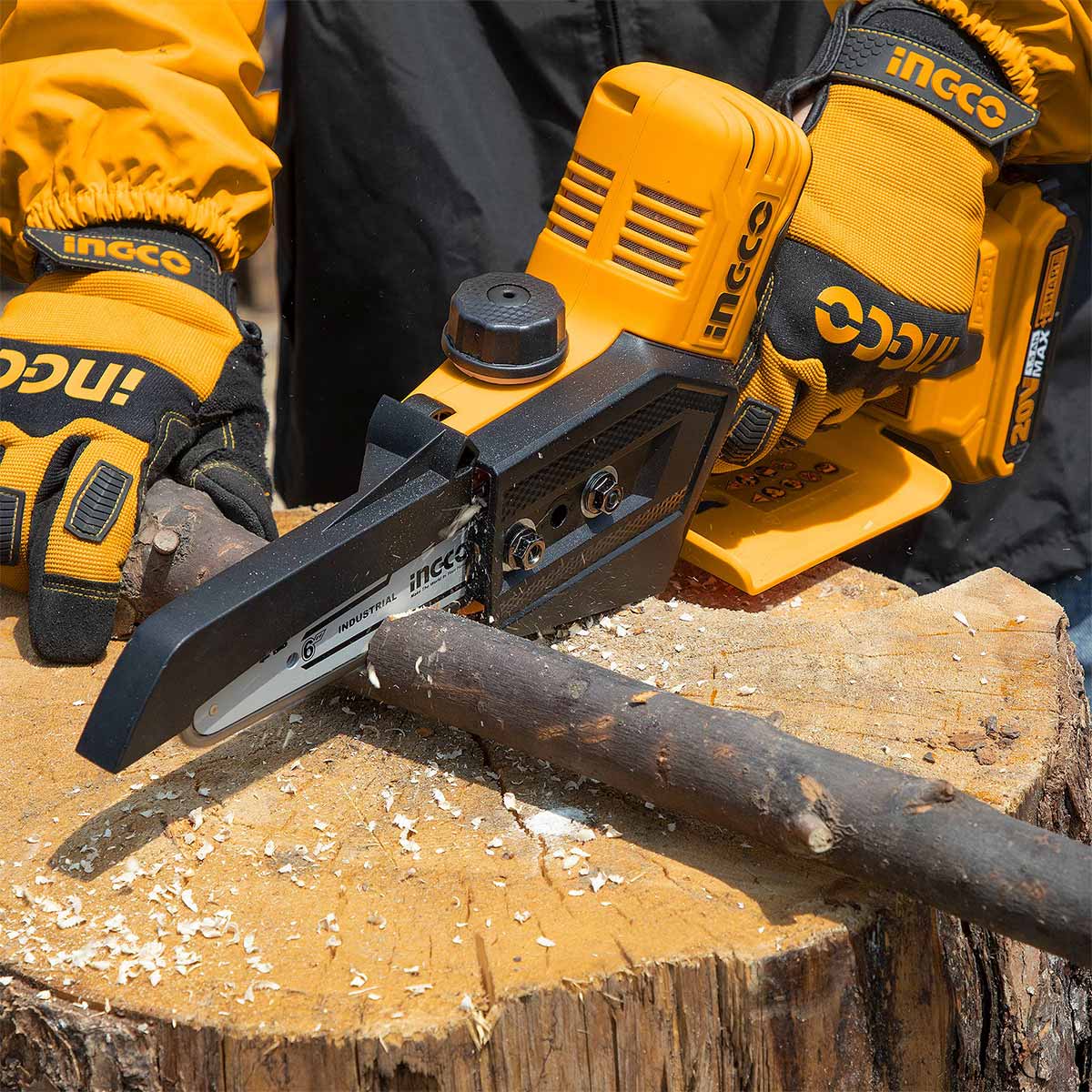 Ingco Chainsaw Ingco 6" Lithium-Ion Mini Cordless Chain Saw with Two 20V 2.0Ah Batteries & Charger - CGSLI20682