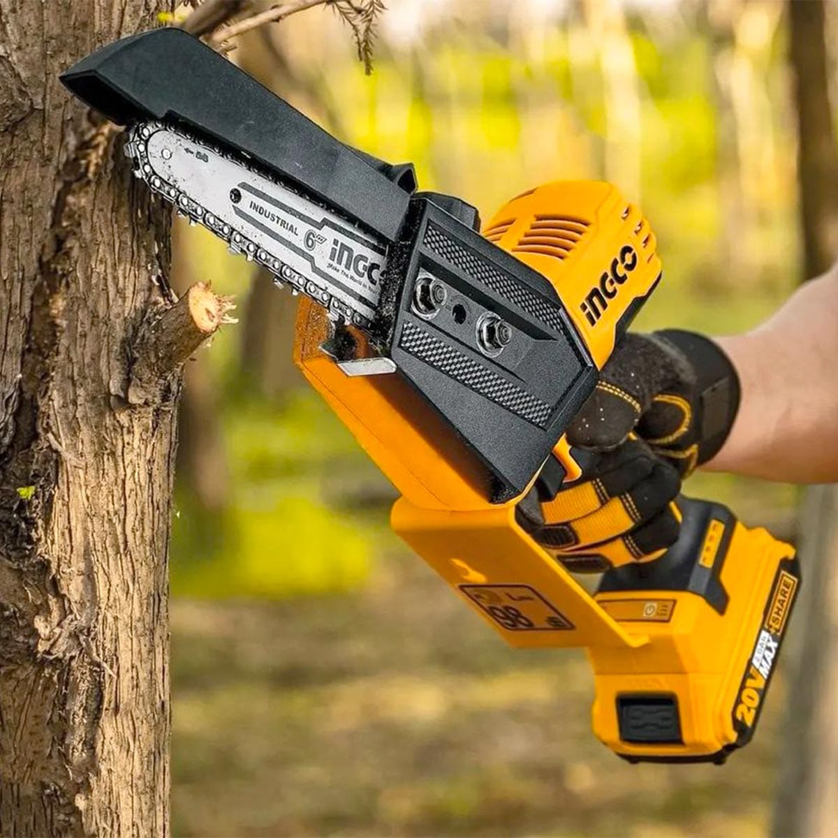 Ingco Chainsaw Ingco 6" Lithium-Ion Mini Cordless Chain Saw with Two 20V 2.0Ah Batteries & Charger - CGSLI20682