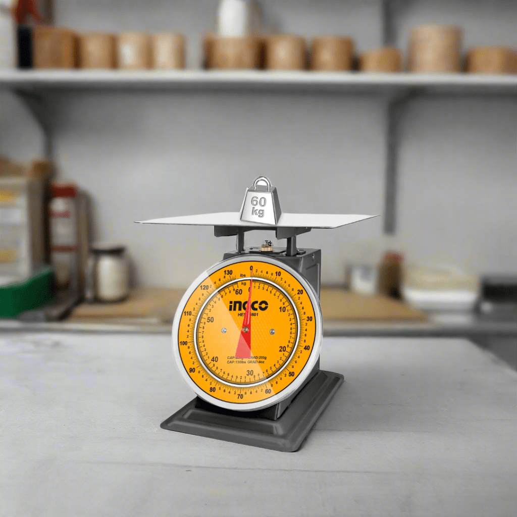 Ingco Digital Meter Ingco 60KG Spring Weighing Scale with Stainless Steel Bowl – HESA5601