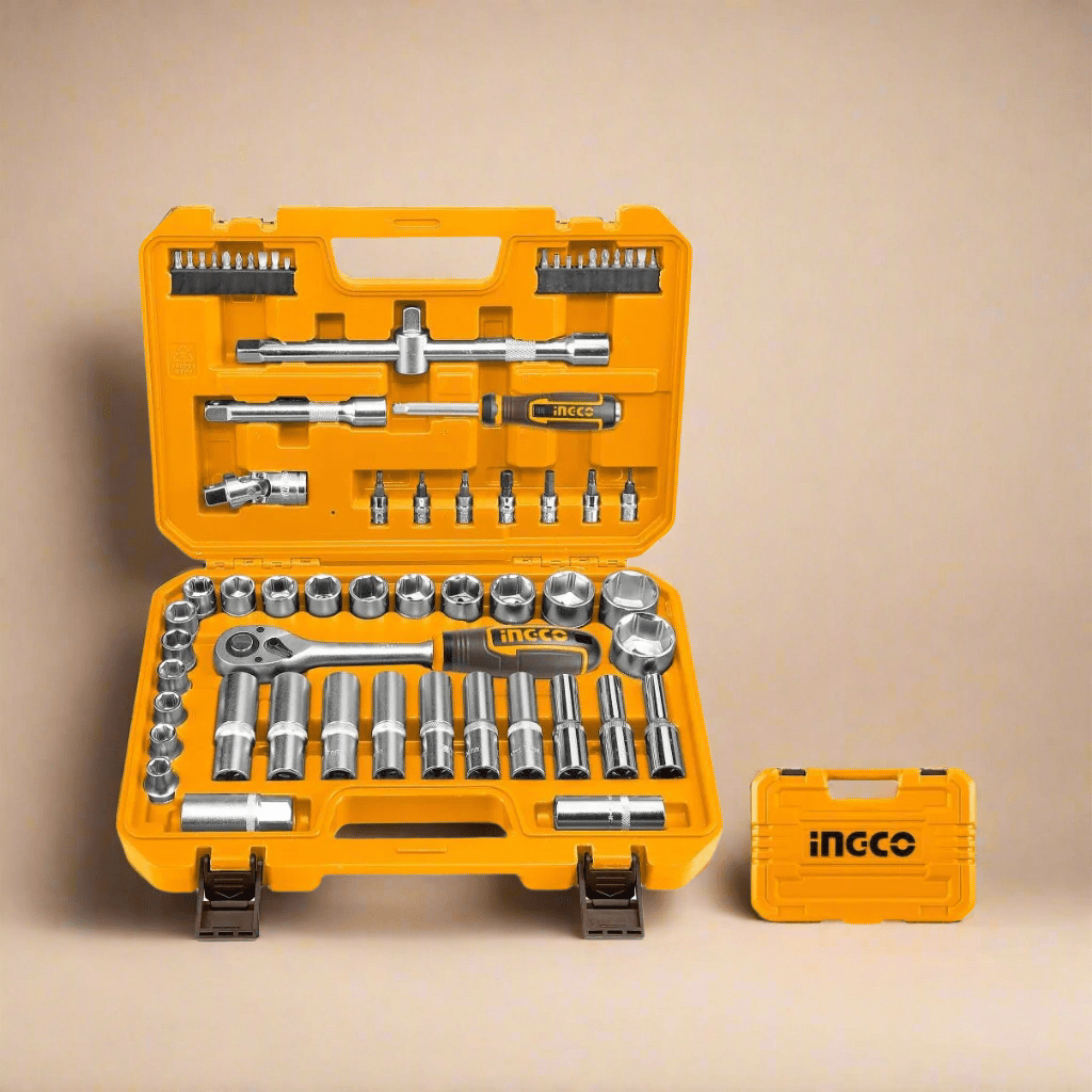 Ingco Sockets & Hex Keys Ingco 62-Piece 1/2″ Socket Set with Ratchet and Extension Bars – HKTS12602