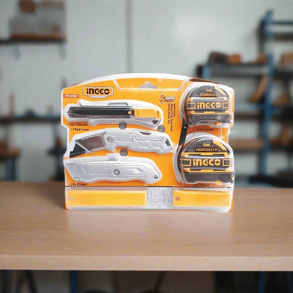 Ingco Specialty Hand Tools Ingco 7-Piece Steel Measuring Tape & Utility Knife Set – HMK23036