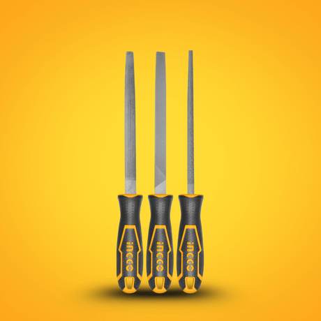 Ingco Chisels Files Planes & Punches Ingco 8" 3-Piece Steel File Set – HKTFS1308