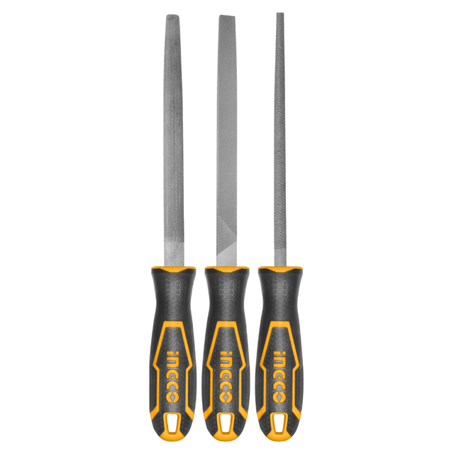 Ingco Chisels Files Planes & Punches Ingco 8" 3-Piece Steel File Set – HKTFS1308