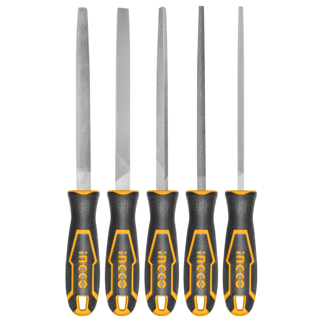 Ingco Chisels Files Planes & Punches Ingco 8" 5-Piece Steel File Set – HKTFS0508