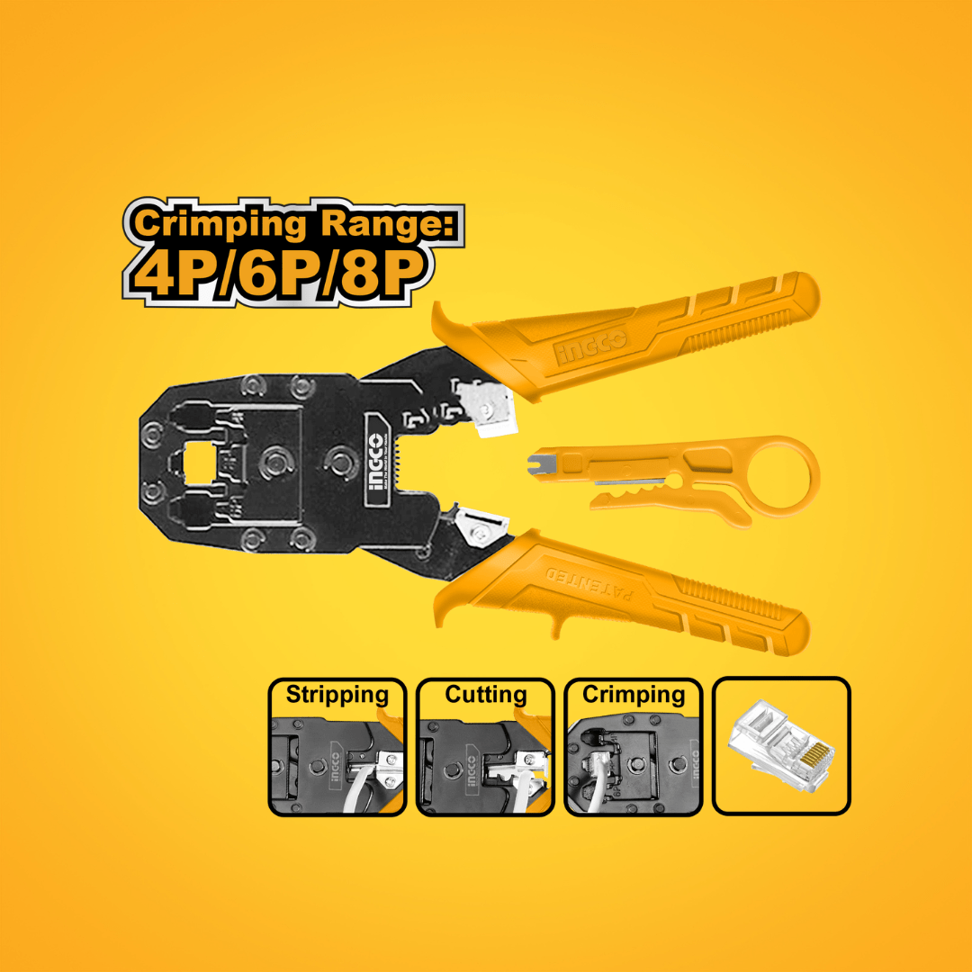 Ingco Hand Saws & Cutting Tools Ingco 8" Modular Plug Crimper - HMPC1468P