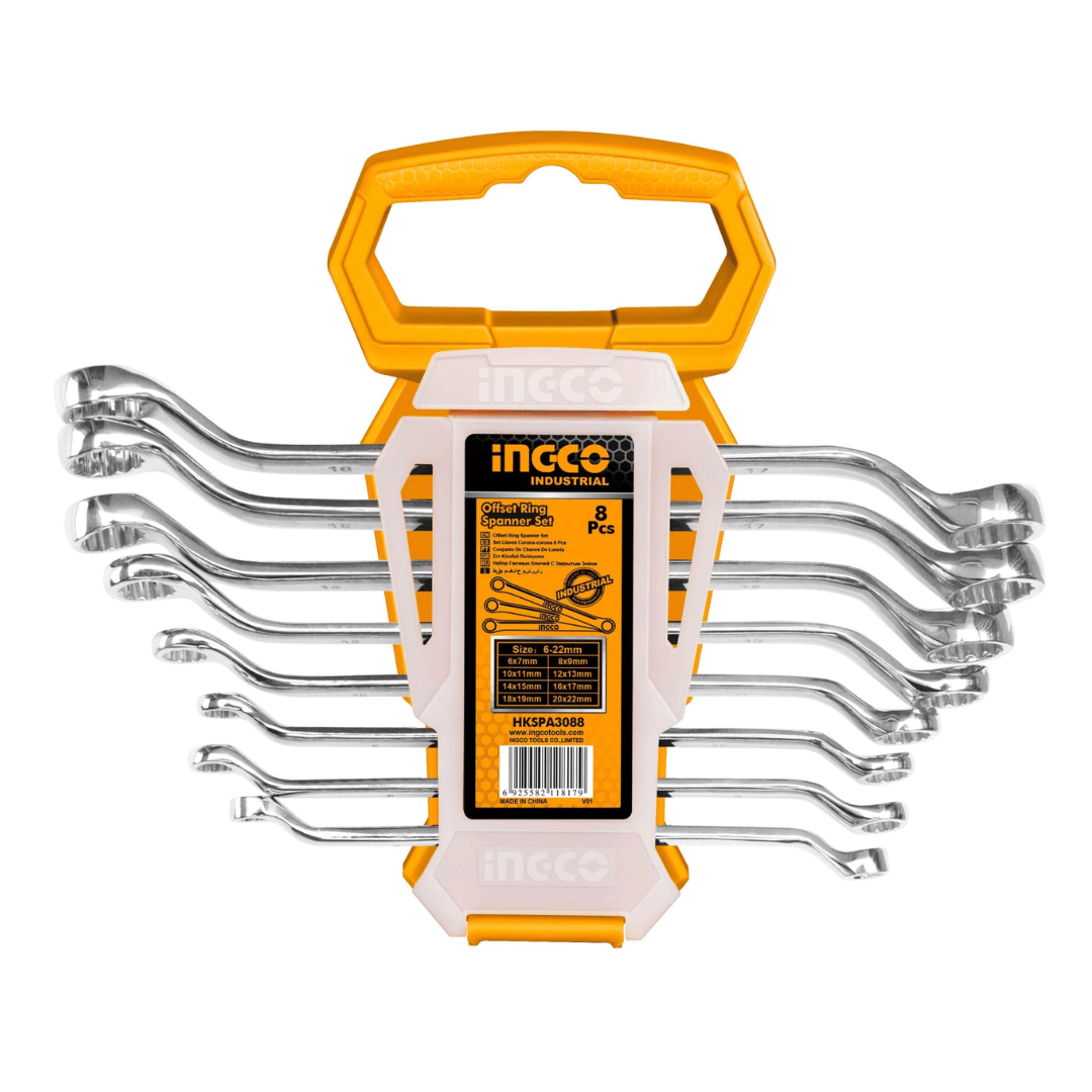 Ingco Wrenches Ingco 8-Piece Offset Ring Spanner Set 6-22mm - HKSPA3088