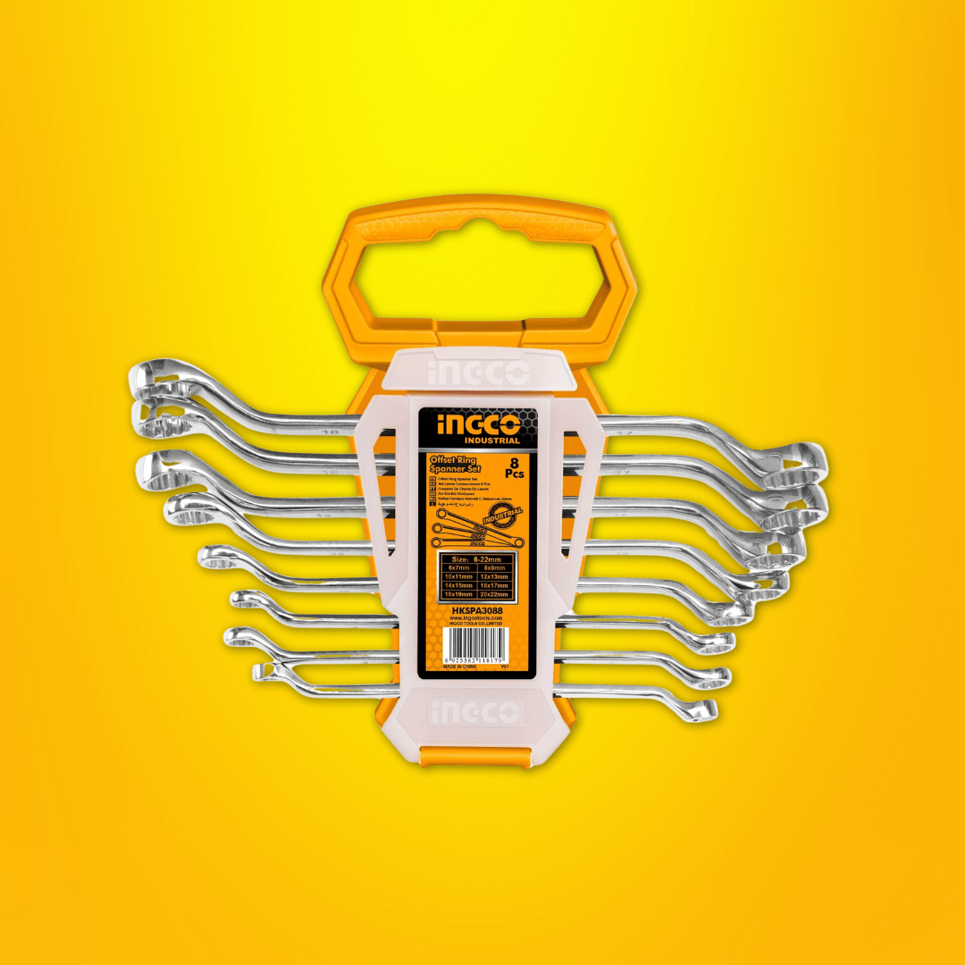 Ingco Wrenches Ingco 8-Piece Offset Ring Spanner Set 6-22mm - HKSPA3088