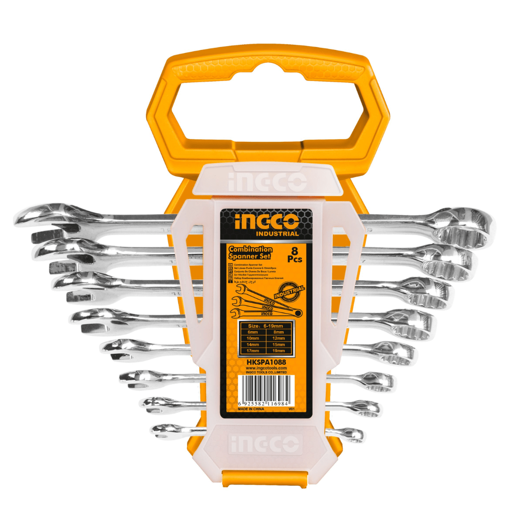 Ingco Wrenches Ingco 8-Pieces Combination Spanner Set 6-19mm - HKSPA1088