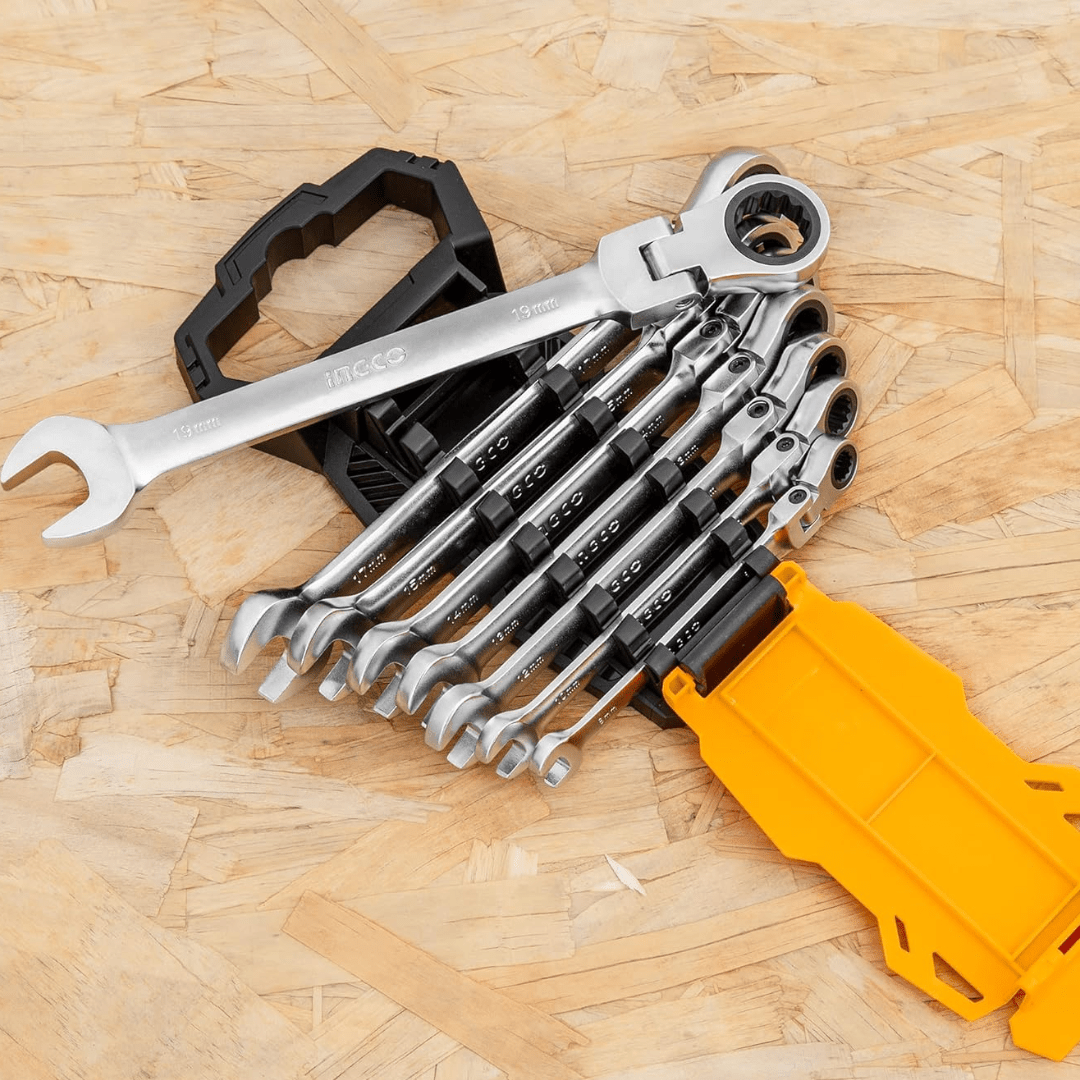 Ingco Wrenches Ingco 8-Pieces Flexible Ratchet Spanner Set 8-19mm – HKSPAR1083
