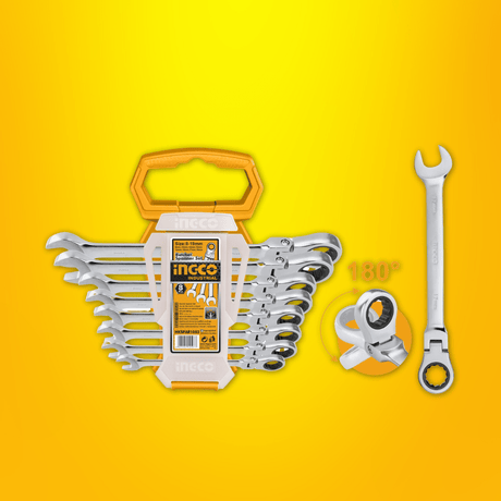 Ingco Wrenches Ingco 8-Pieces Flexible Ratchet Spanner Set 8-19mm – HKSPAR1083