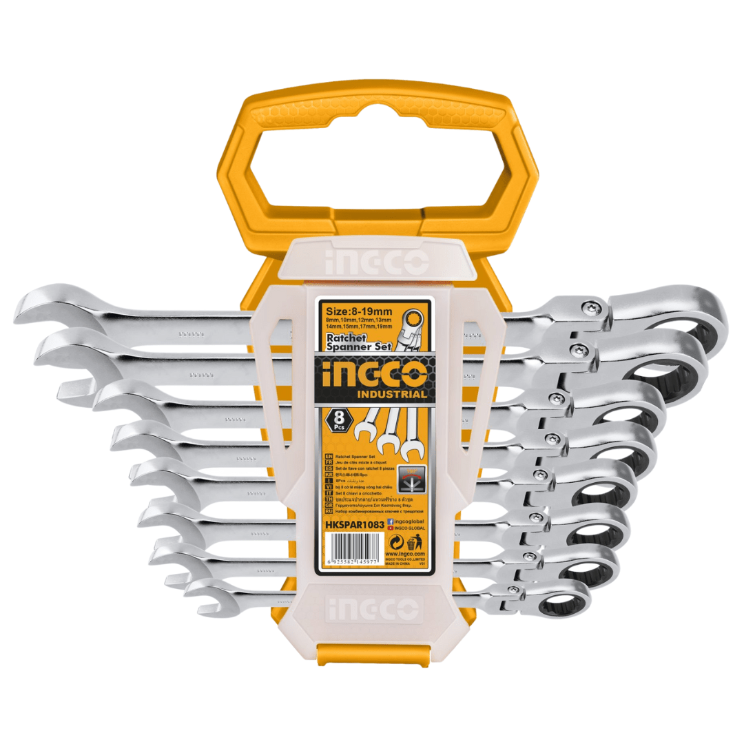 Ingco Wrenches Ingco 8-Pieces Flexible Ratchet Spanner Set 8-19mm – HKSPAR1083