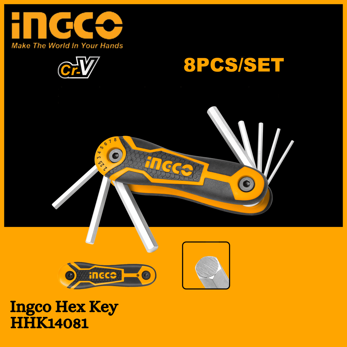 Ingco Sockets & Hex Keys Ingco 8 Pieces Pocket Hex Keys - HHK14081