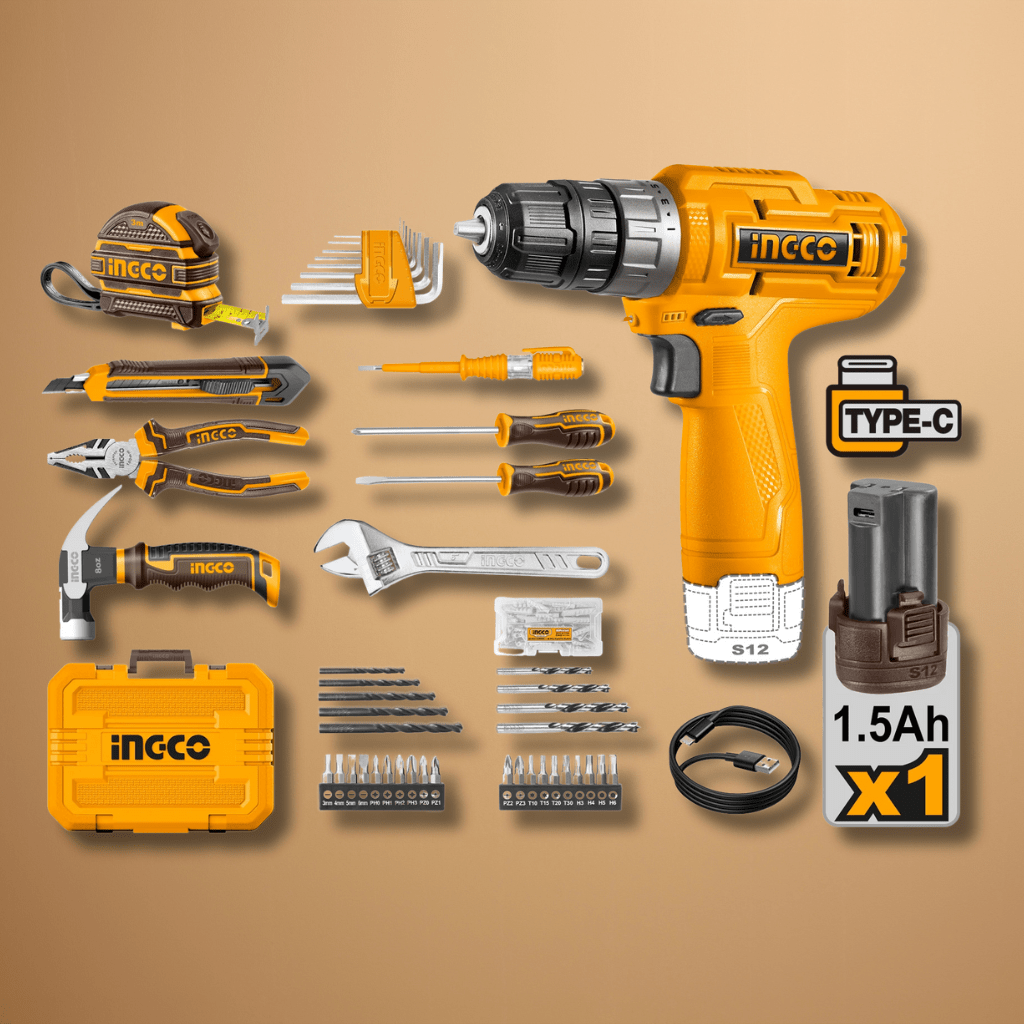 Ingco Tool Set Ingco 89 Pieces Tools Set with 12V Cordless Drill - HKTHP10891