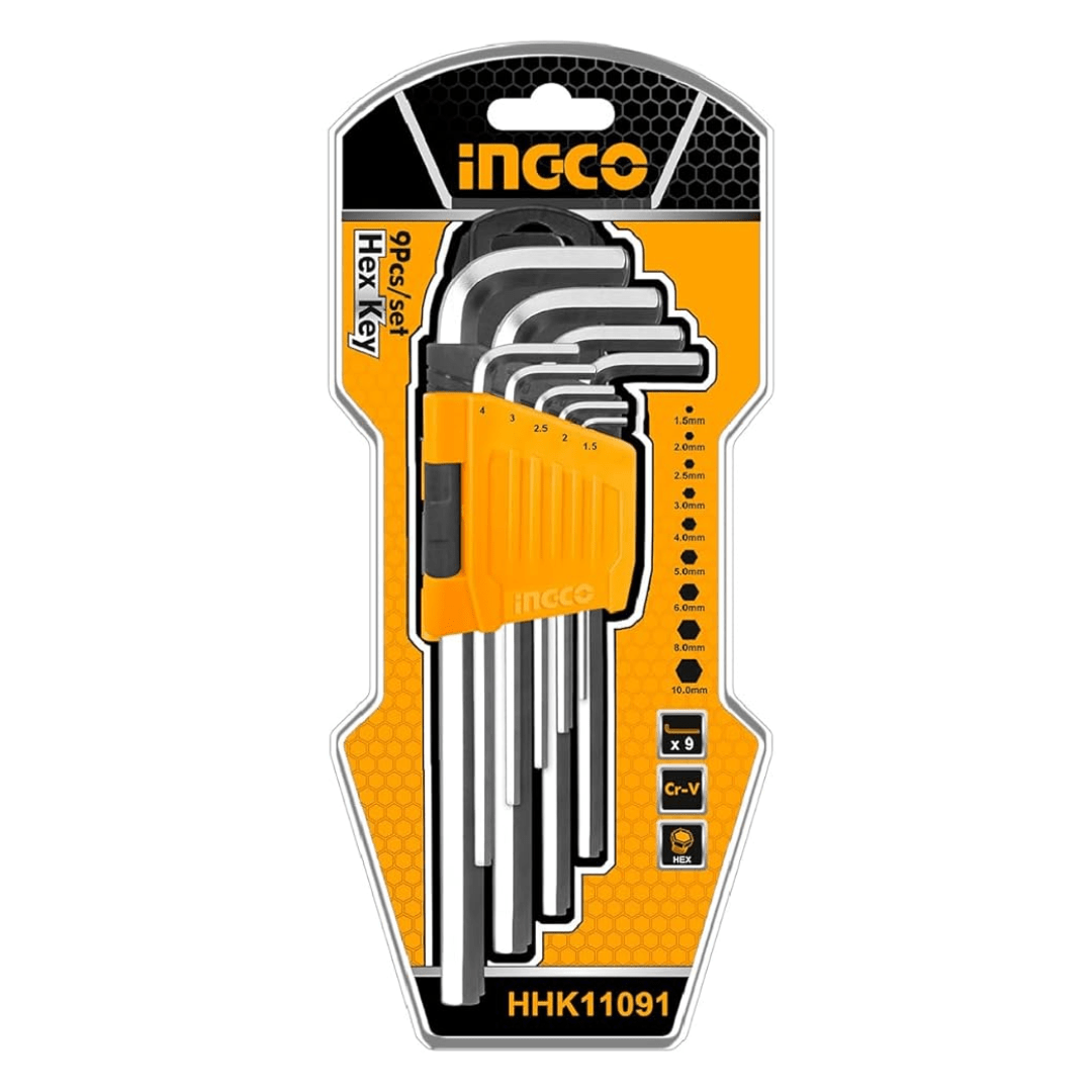 Ingco Sockets & Hex Keys Ingco 9-Piece Hex Key Set with Long Arms - HHK11091