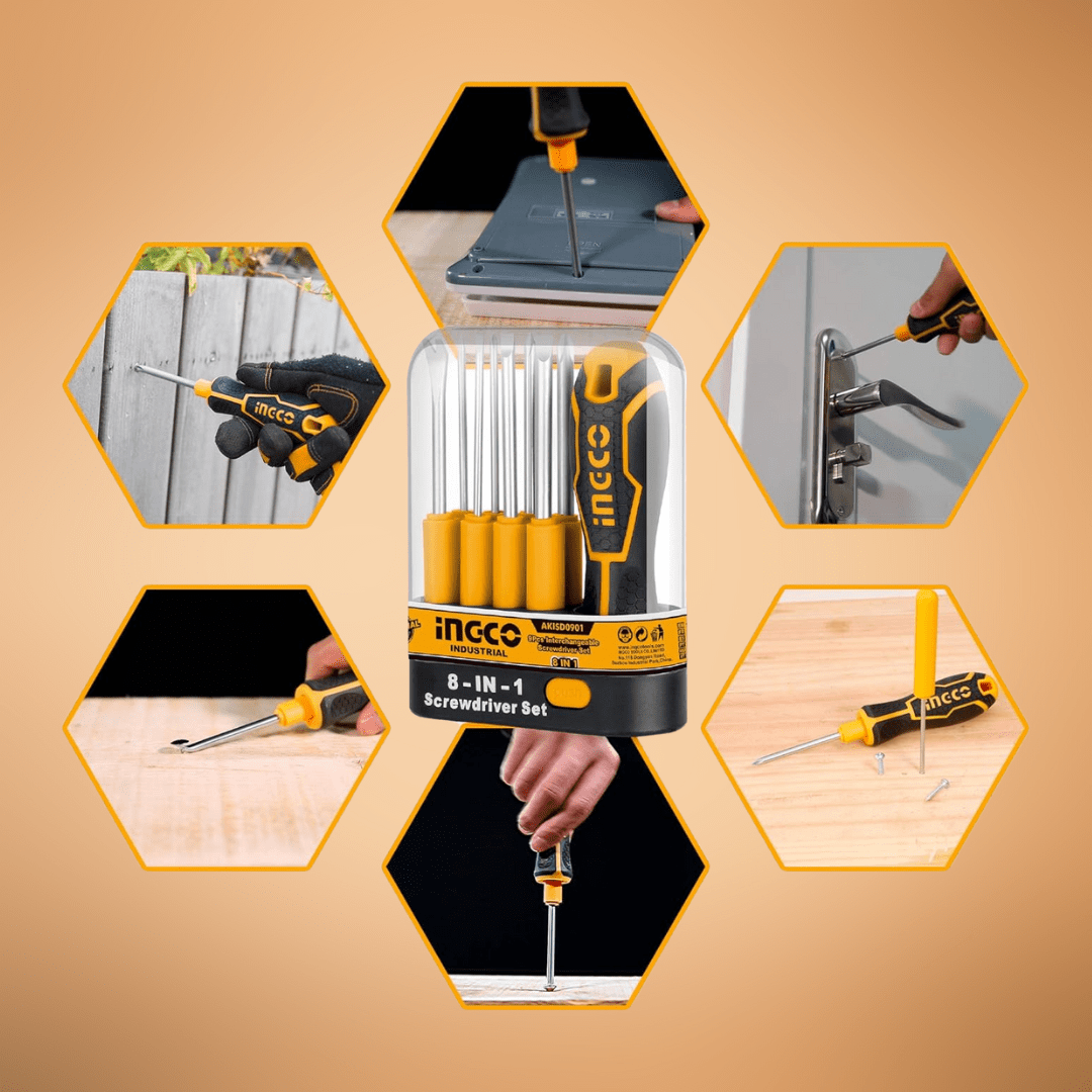 Ingco Screwdrivers Ingco 9-Piece Interchangeable Screwdriver Set – AKISD0901