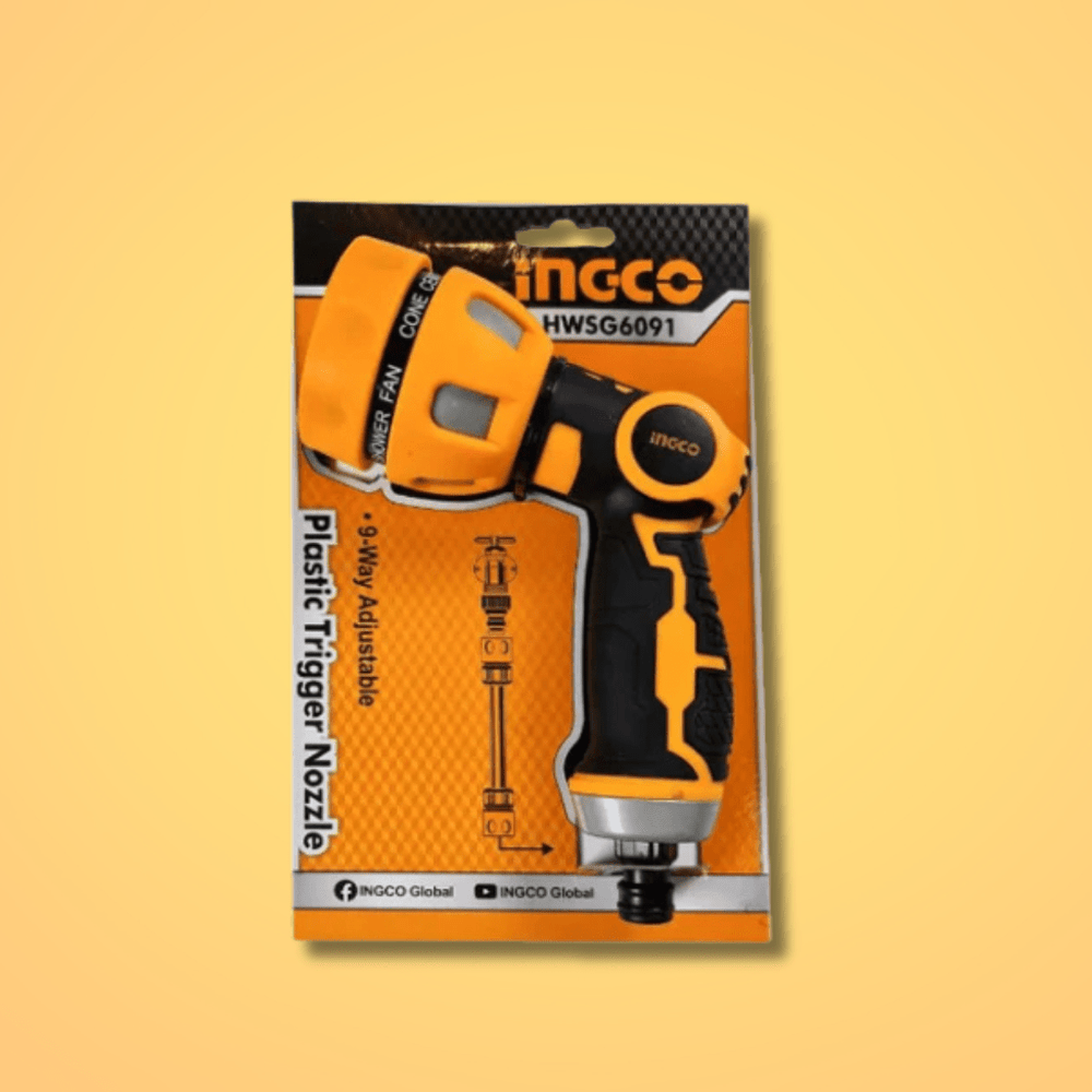 Ingco Gardening Tool Ingco 9-Way Plastic Trigger Nozzle with 3/4" Tool Adaptor – HWSG6091
