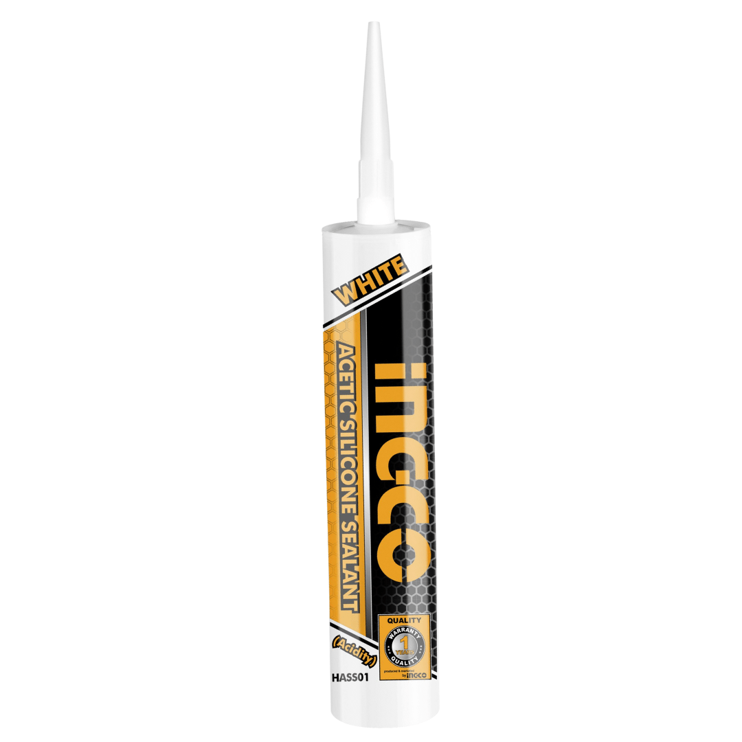 Ingco Caulk & Sealants Ingco Acetic Silicone Sealant – White, Black & Transparent – 300ml