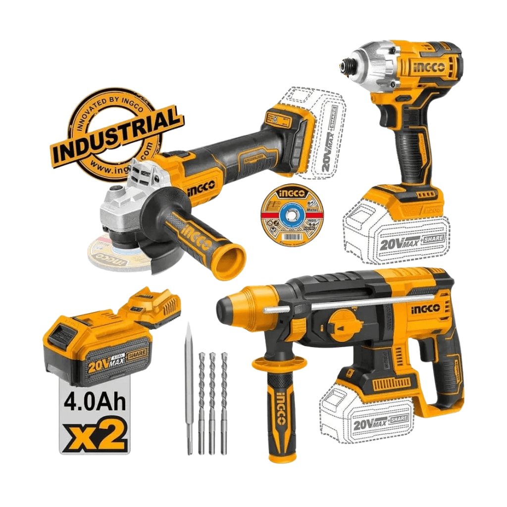 Ingco Power Tool Combo Kit Ingco Brushless Lithium-Ion 3-Pieces Cordless Combo Kit 20V - COSLI230521