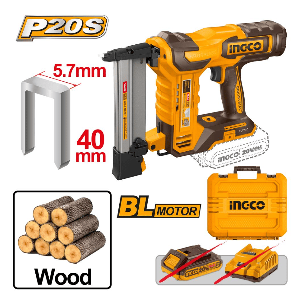 Ingco Nailer & Stapler Ingco Brushless Motor Cordless Brad Nailer - CCSNLI6005