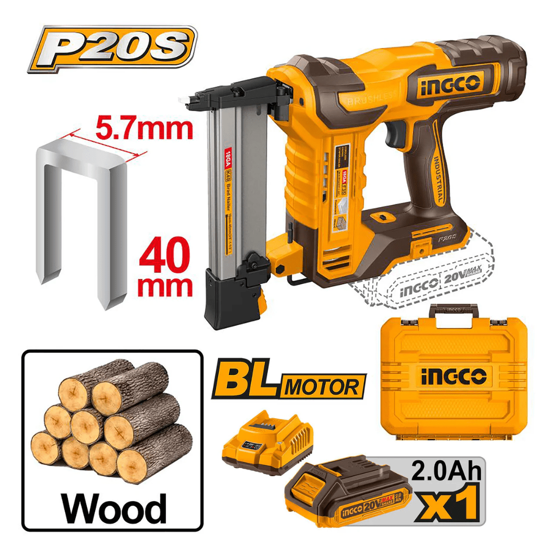 Ingco Nailer & Stapler Ingco Brushless Motor Cordless Brad Nailer - CCSNLI6008