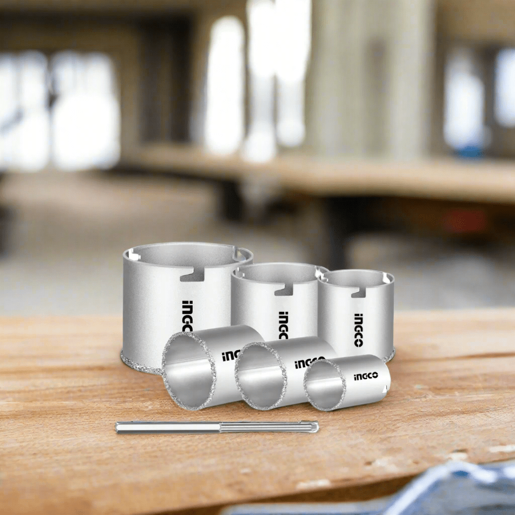 Ingco Hole Saws & Cores Ingco Carbide Gritted TCT Hole Saw Set with Aluminum Locating Plate – HSB4061