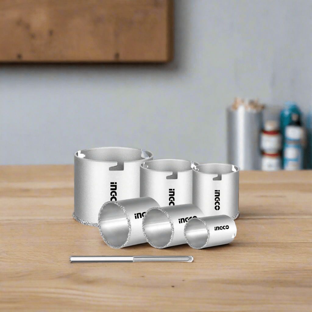 Ingco Hole Saws & Cores Ingco Carbide Gritted TCT Hole Saw Set with Aluminum Locating Plate – HSB4061