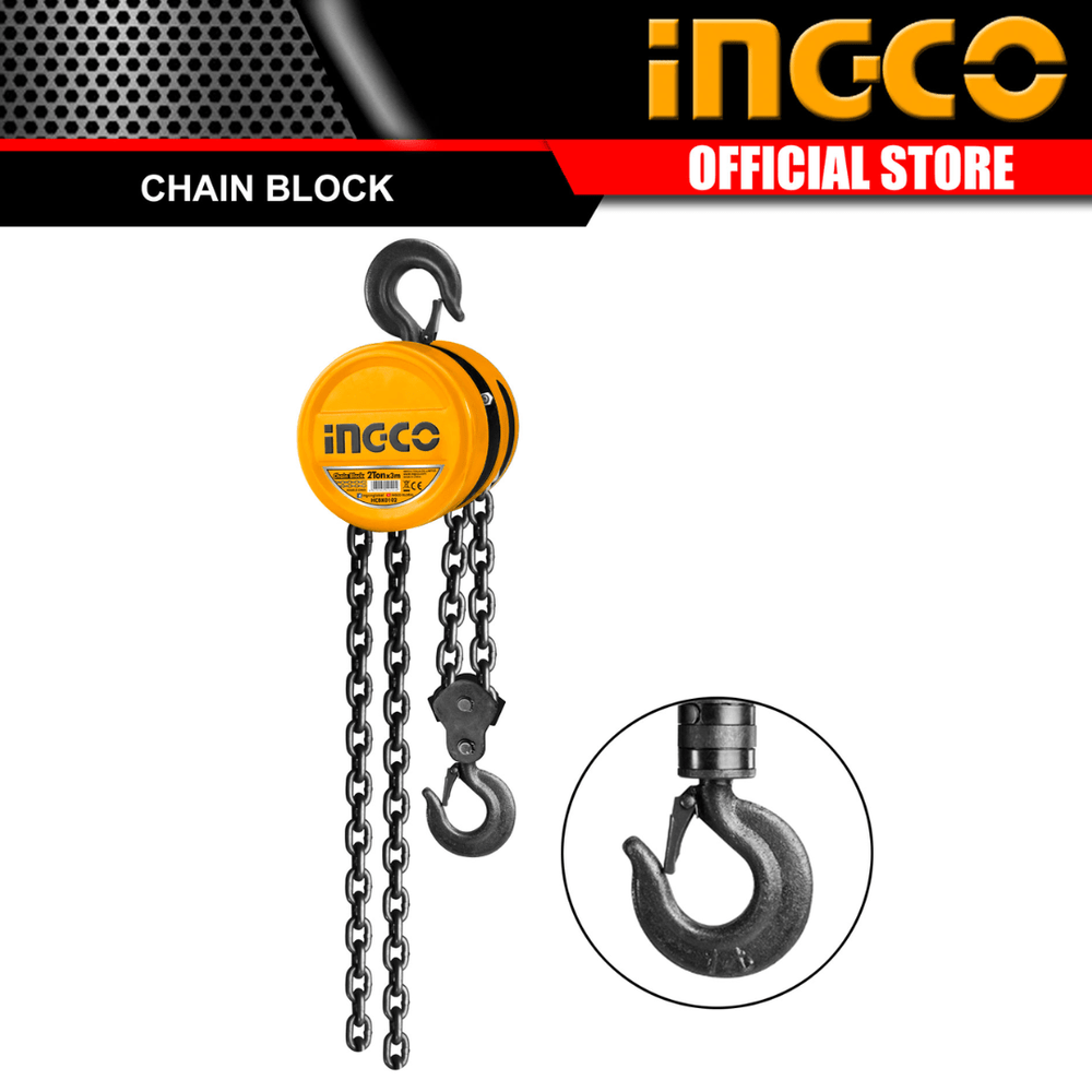 Ingco Hanging Tools Ingco Chain Block - 1 Ton to 5 Ton Lift Capacity