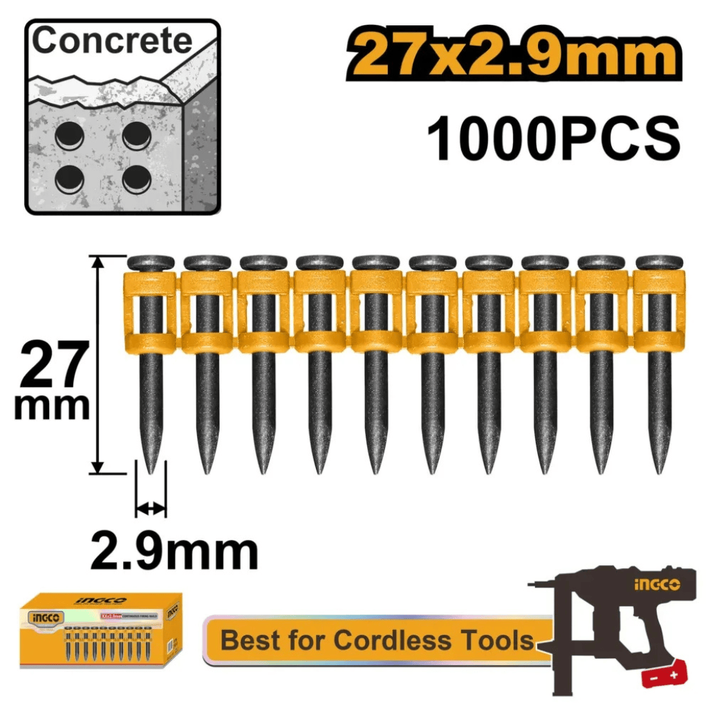 Ingco Fasteners Ingco Continuous Firing Nails 1000 Pieces - ANA02271
