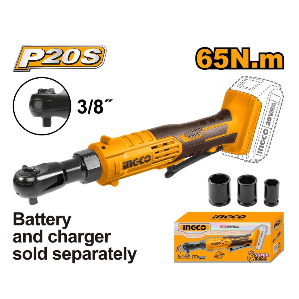 Ingco Screwdrivers Ingco Cordless Drive Ratchet With 3 Pieces Socket Set - CDRLI2060151