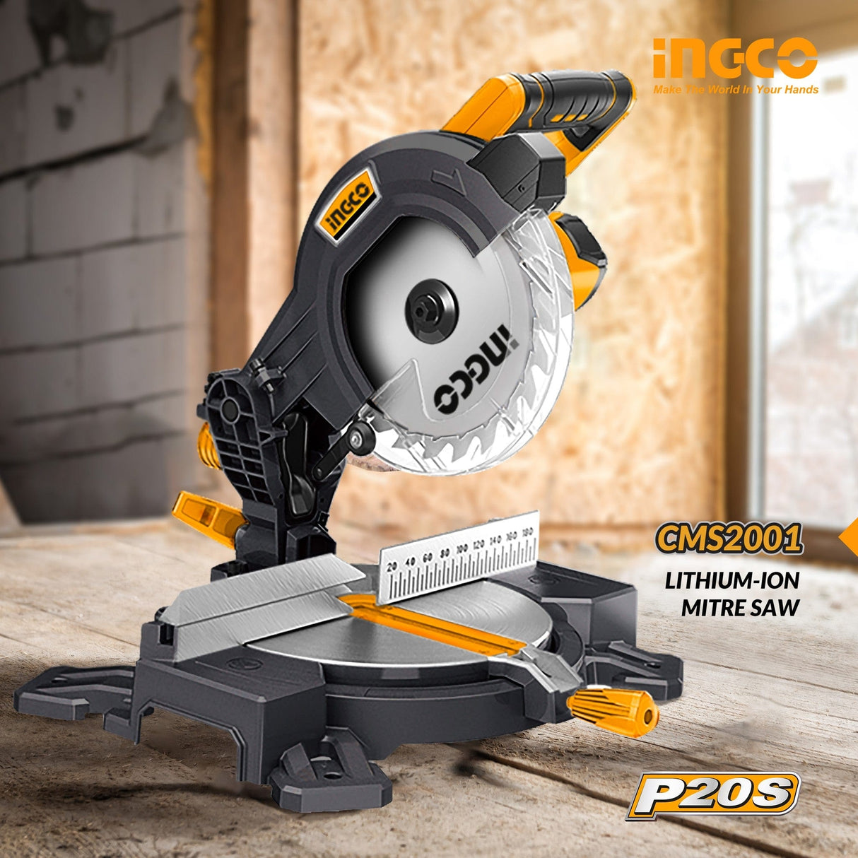 Ingco Bench & Stationary Tool Ingco Cordless Lithium-Ion Mitre Saw 20V 4.0Ah - CMS2001