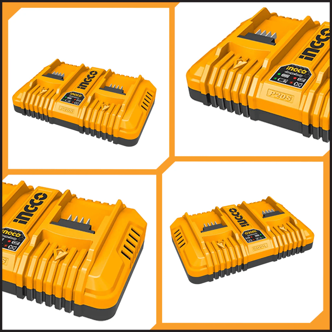 Ingco Batteries & Chargers Ingco Double 20V 4Ah Fast Intelligent Charger – FCLI2034