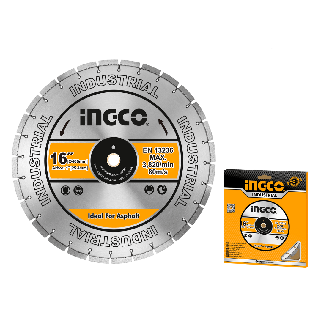 Ingco Grinding & Cutting Wheels Ingco Dry Diamond Disc 16" for Concrete & Asphalt – DMD044052 / DMD064051