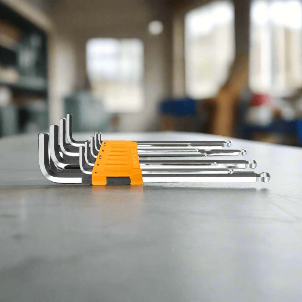 Ingco Sockets & Hex Keys Ingco Extra Long Arm 9-Piece Ball Point Hex Key Set – HHK12092
