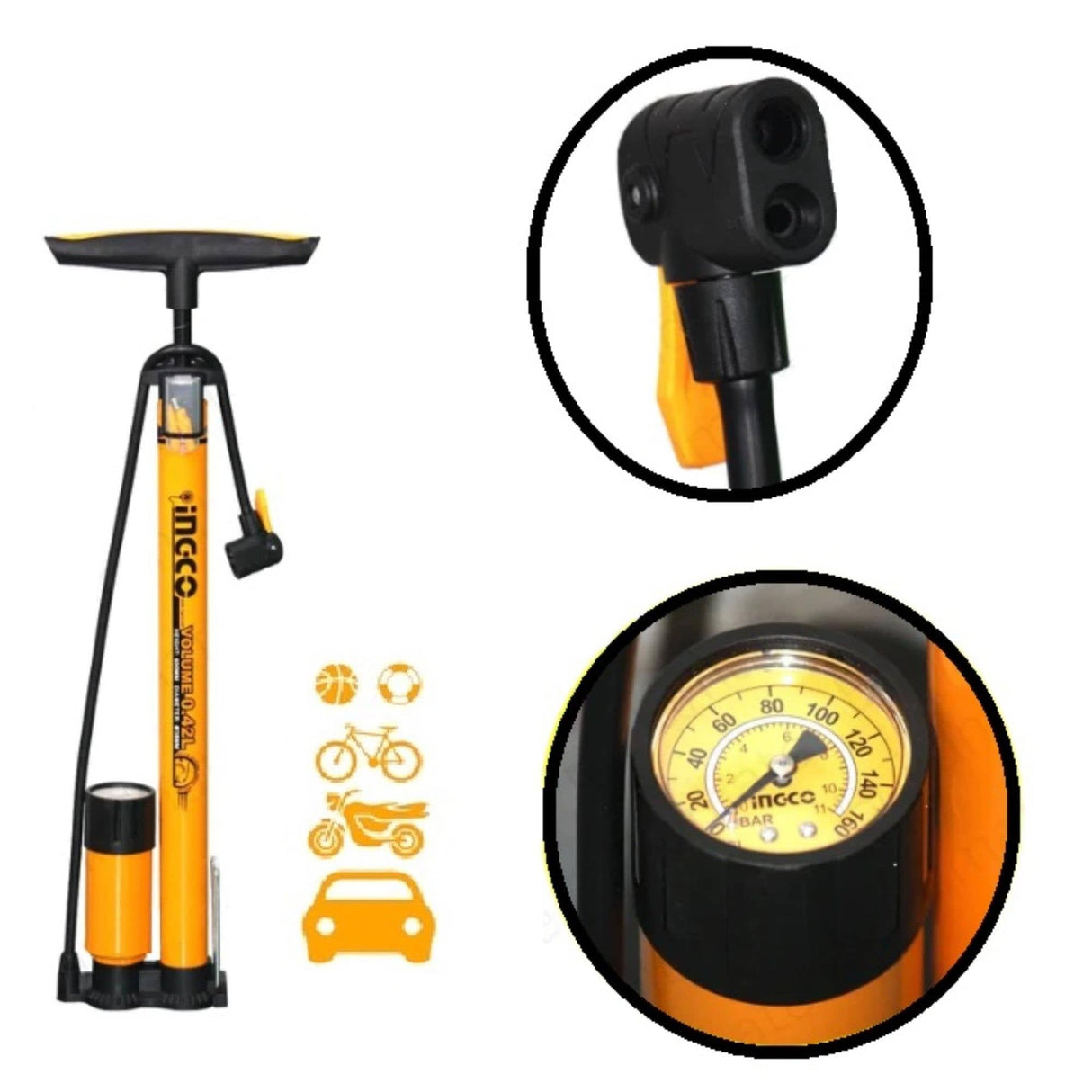 Ingco Compressor & Air Tool Accessories Ingco Hand Pump 140Psi - MPP3811