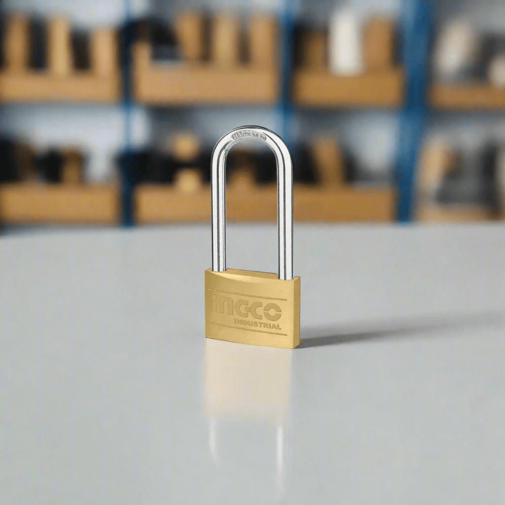 Ingco Padlocks & Accessories Ingco Heavy Duty Long Shackle Brass Padlock - DBPL0702L