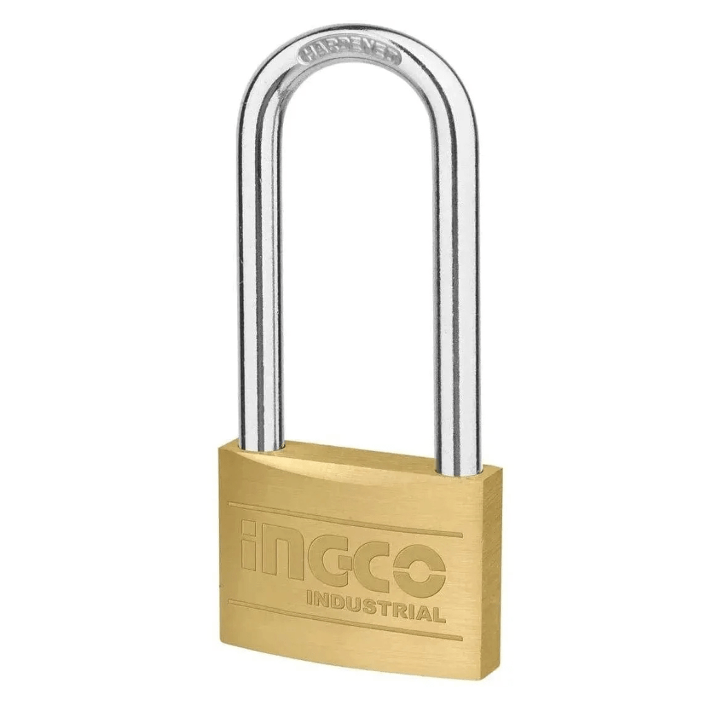 Ingco Padlocks & Accessories Ingco Heavy Duty Long Shackle Brass Padlock - DBPL0702L
