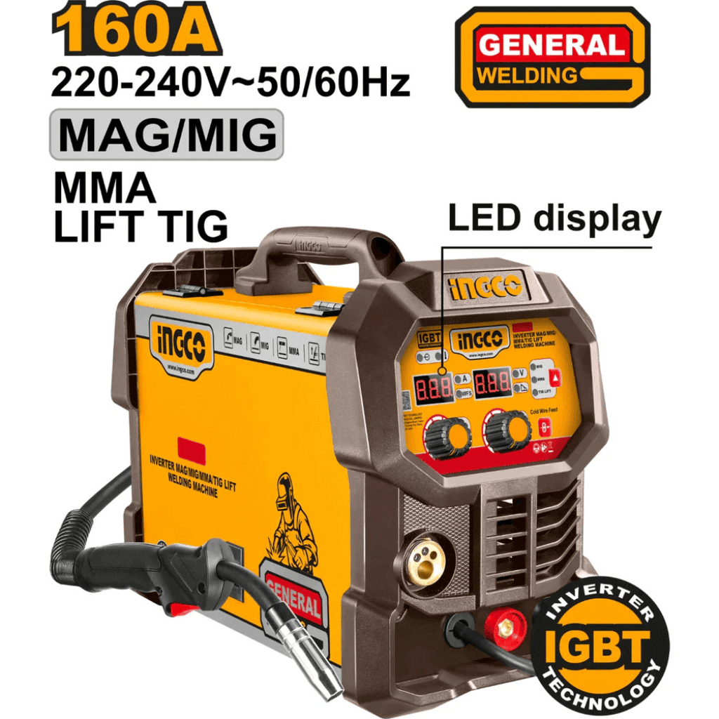 Ingco Welding Machine & Accessories Ingco Inverter MAG/MIG/MMA/TIG Lift welding machine 160A - ING-MGT16058