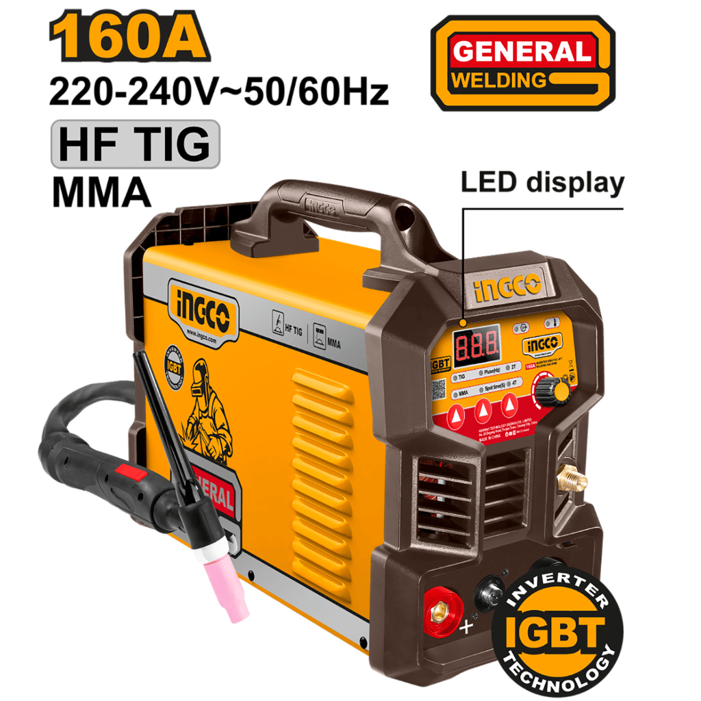 Ingco Welding Machine & Accessories Ingco Inverter TIG/MMA Welder 160A IGBT - ING-TIG16058