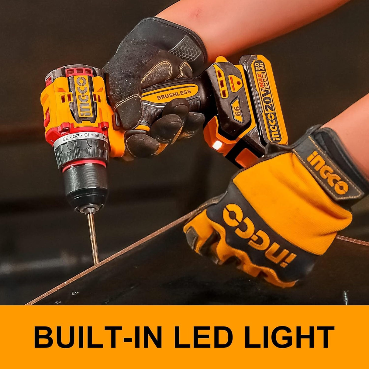 Ingco Drill Ingco Lithium-Ion Compact Brushless Cordless Drill 20V - CDLI206681